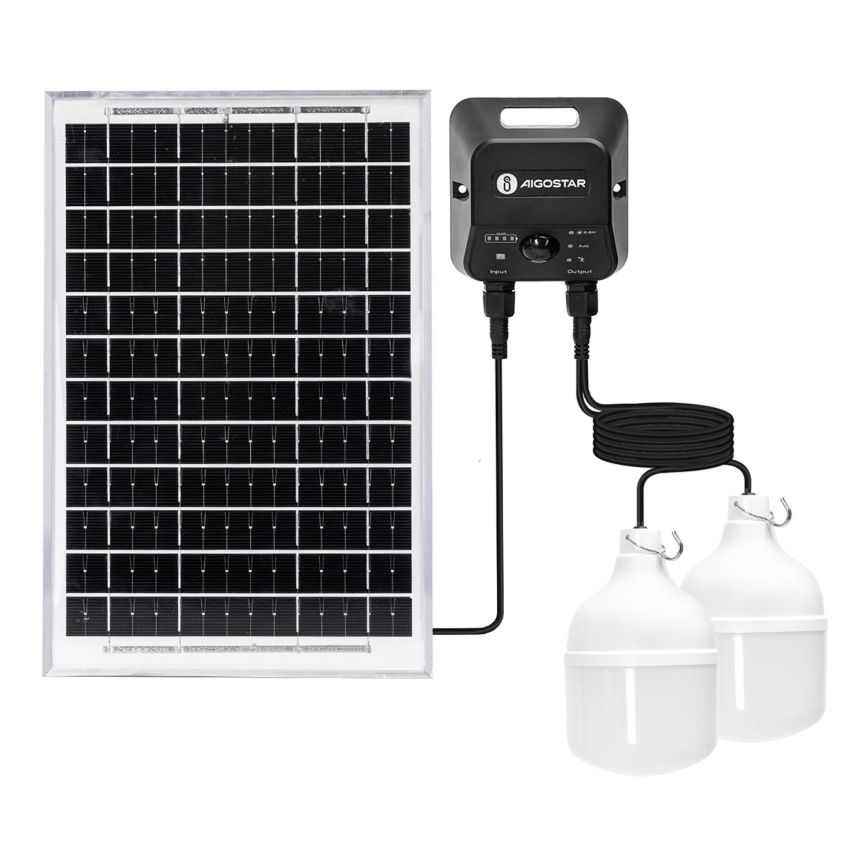 Aigostar - Світлодіодна люстра на сонячній батареї з датчиком 2xLED/35W/12V 6000 mAh 6500K діаметр 10 см + пульт дистанційного керування