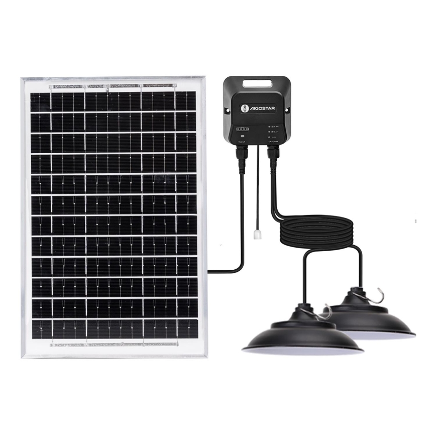 Aigostar - Світлодіодна люстра на сонячній батареї з датчиком 2xLED/35W/12V 6000 mAh 6500K діаметр 15 см + пульт дистанційного керування