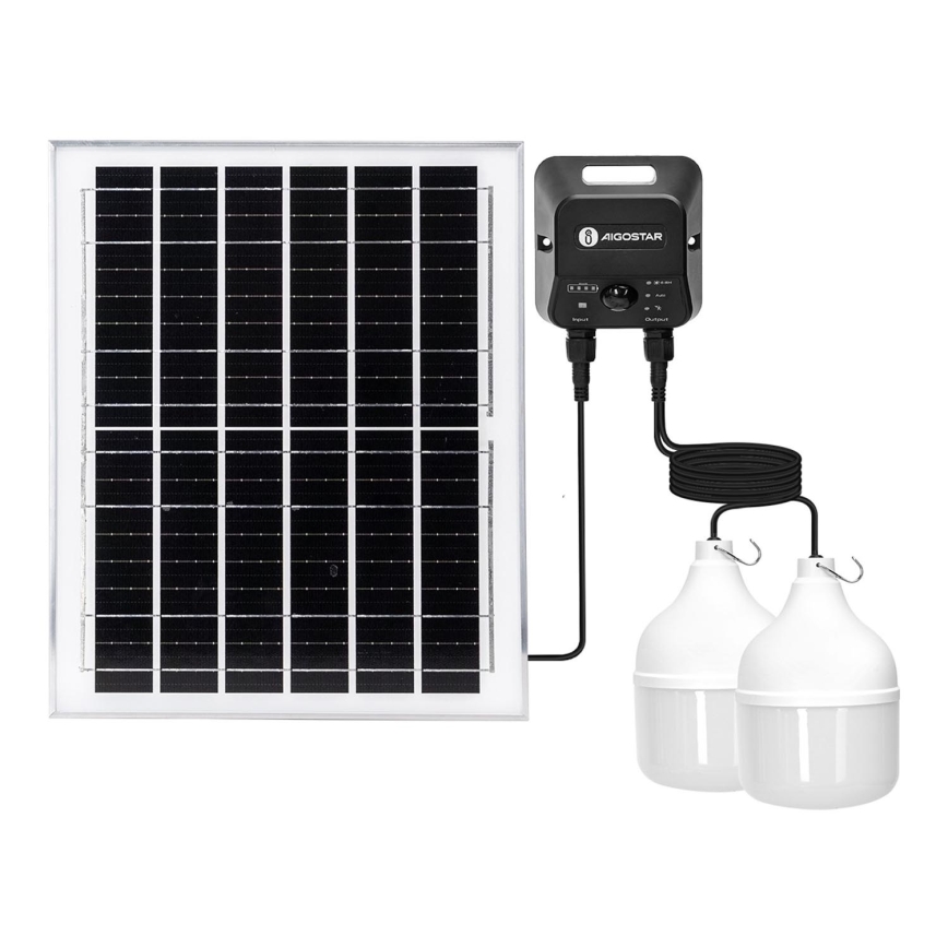 Aigostar - Світлодіодна люстра на сонячній батареї з датчиком 2xLED/70W/12V 12000 mAh 6500K діаметр 12 см + пульт дистанційного керування