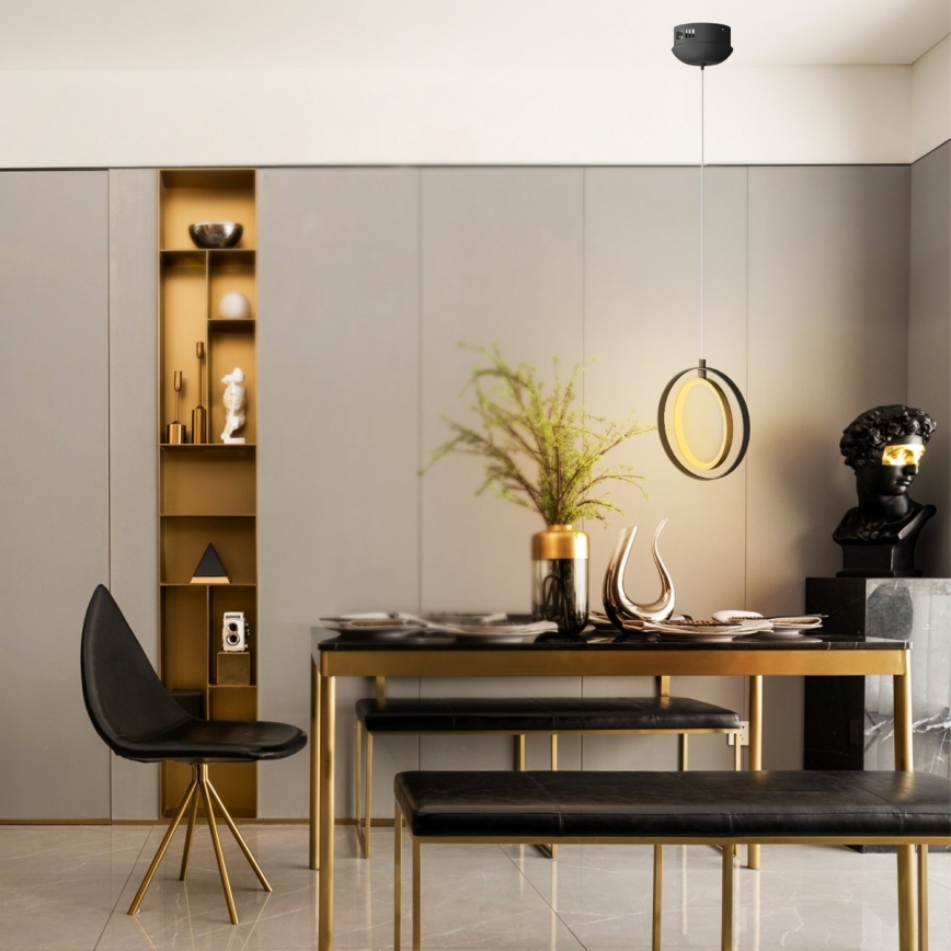 Aigostar - Світлодіодна підвісна люстра LED/15W/230V 2700K чорний