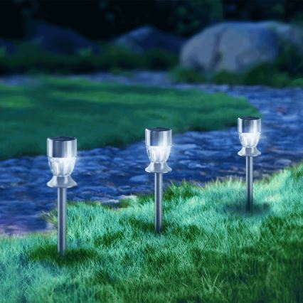 Aigostar - Світлодіодна RGB лампа на сонячній батареї LED/0,006W/1,2V 35,5 см 100 mAh матовий хром IP44