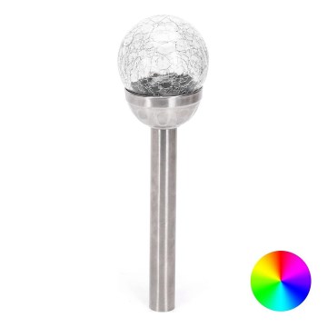 Aigostar - Світлодіодна RGB лампа на сонячній батареї LED/0,006W/1,2V 37,8см матовий хром IP44