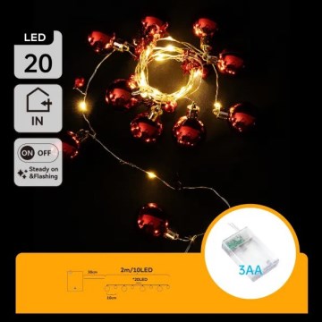 Aigostar - світлодіодна різдвяна гірлянда 20xLED/3xAA 2m тепле біле світло