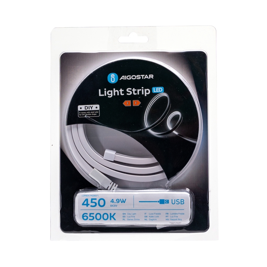 Aigostar - Світлодіодна стрічка 1м LED/4,9W/5V 6500K IP65