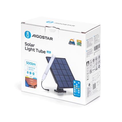 Aigostar - LED з регулюванням яскравості трубка із сонячною панеллю LED/3,2V 3000K/4000K/6500K IP65 + пульт дистанційного керування