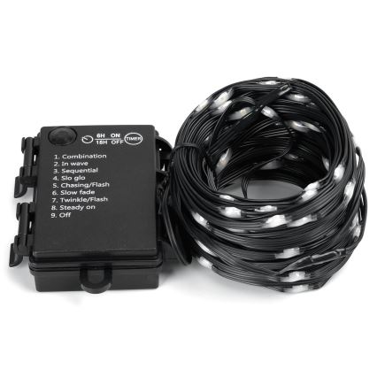 Aigostar - Світлодіодна вулична різдвяна гірлянда 100xLED/8 функцій/3xAA 10,3м IP44 холодний білий