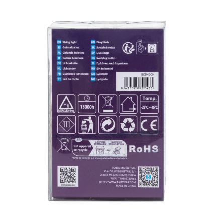 Aigostar - Світлодіодна вулична різдвяна гірлянда 100xLED/8 функцій/3xAA 10,3м IP44 холодний білий