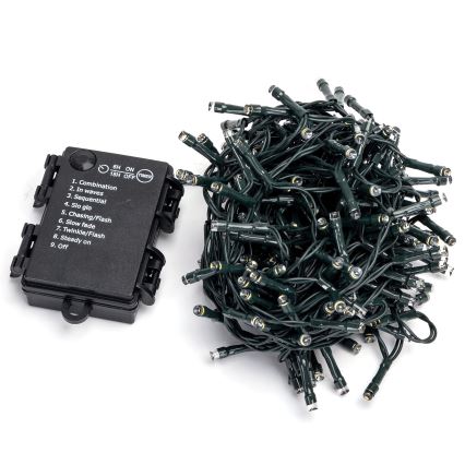 Aigostar - Світлодіодна вулична різдвяна гірлянда 200xLED/8 функцій/3xAA 10,3м IP44 холодний білий