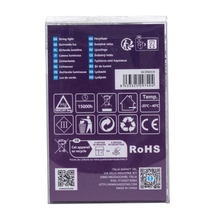 Aigostar -Світлодіодна вулична різдвяна гірлянда 100xLED/8 функцій 3xAA 10,3м IP44 теплий білий
