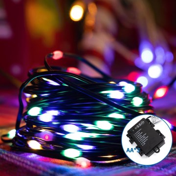 Aigostar -Світлодіодна вулична різдвяна гірлянда 150xLED/8 функцій 3xAA 15,3м IP44 кольоровий