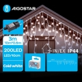 Aigostar - Світлодіодна вулична різдвяна гірлянда 200xLED/8 функцій 13x0,6м IP44 холодний білий