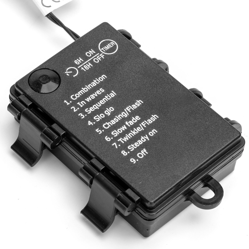 Aigostar -Світлодіодна вулична різдвяна гірлянда 200xLED/8 функцій 3xAA 10,3м IP44 кольоровий