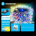 Aigostar - Світлодіодна вулична різдвяна гірлянда 300xLED/8 функцій 33м IP44 кольоровий