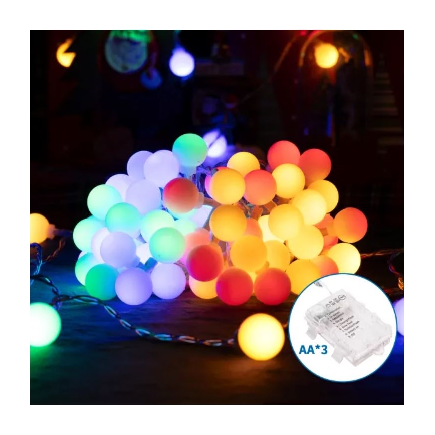 Aigostar - Світлодіодна зовнішня гірлянда 25xLED/3xAA/8 режимів 2,8 m IP44 багатоколірна