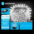 Aigostar - Світлодіодна зовнішня різдвяна гірлянда 150 світлодіодів/8 режимів 18m IP44 холодний білий