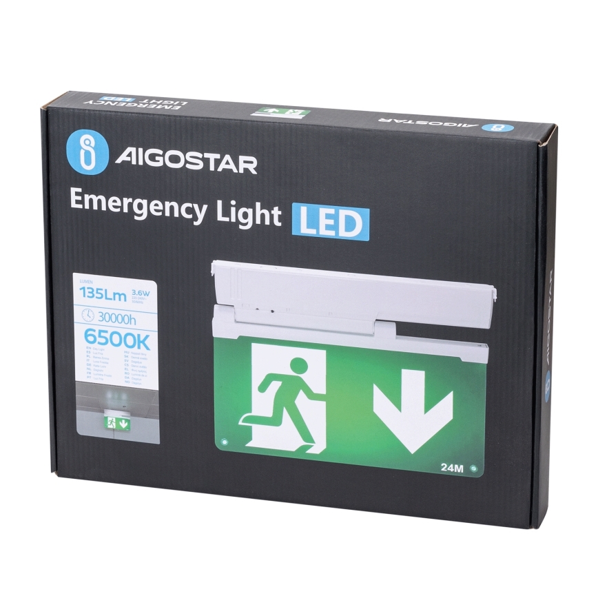 Aigostar - Світлодіодний аварійний світильник EMERGENCY EXIT LED/3,6W/230V 6500K 500mAh