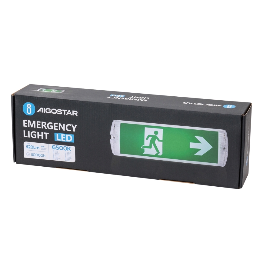 Aigostar - Світлодіодний аварійний світильник EMERGENCY EXIT LED/4W/230V IP65 6500K 600mAh