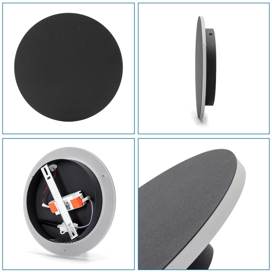 Aigostar - Світлодіодний настінний світильник LED/12W/230V 6500K 25 см чорний