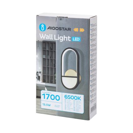 Aigostar - Світлодіодний настінний світильник LED/13,5W/230V 6500K чорний/золотий