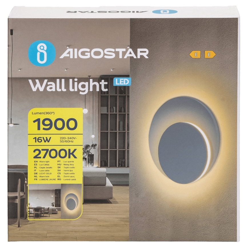 Aigostar - Світлодіодний настінний світильник LED/16W/230V 2700K білий