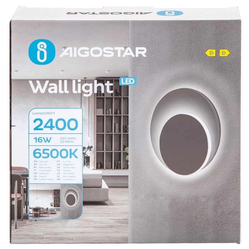 Aigostar - Світлодіодний настінний світильник LED/16W/230V 6500K білий
