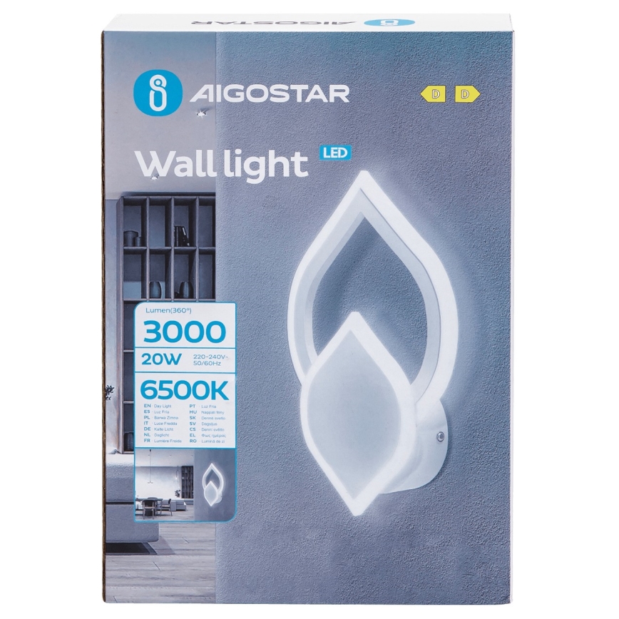 Aigostar - Світлодіодний настінний світильник LED/20W/230V 6500K білий