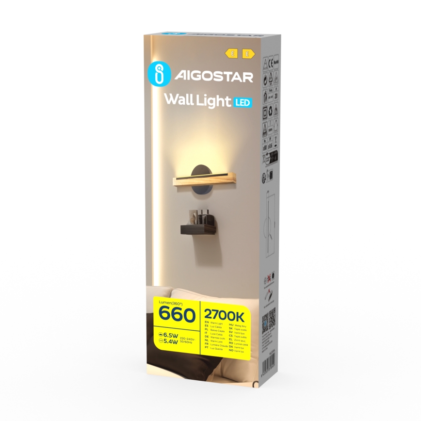 Aigostar - Світлодіодний настінний світильник LED/6,5W/230V 2700K