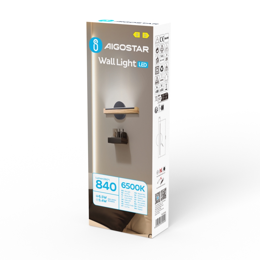 Aigostar - Світлодіодний настінний світильник LED/6,5W/230V 6500K