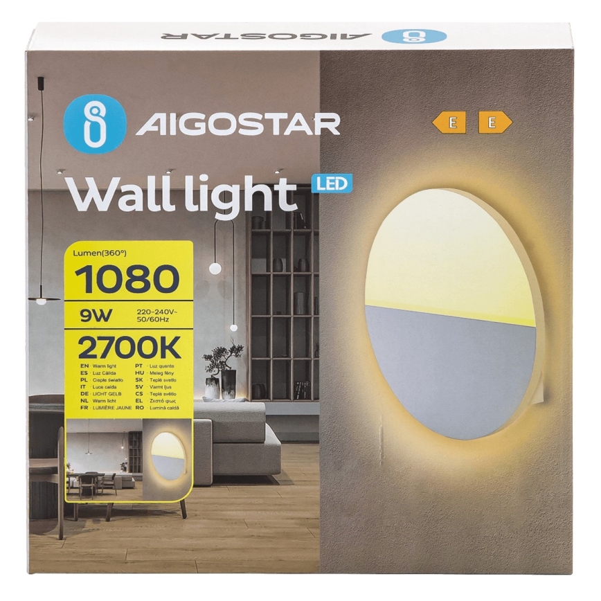 Aigostar - Світлодіодний настінний світильник LED/9W/230V 2700K білий