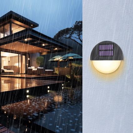 Aigostar - Світлодіодний настінний світильник на сонячній батареї LED/1W/1,2V чорний 2700K IP44
