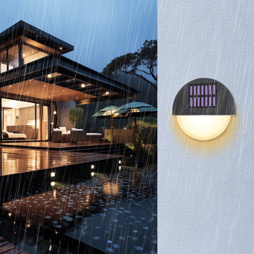 Aigostar - Світлодіодний настінний світильник на сонячній батареї LED/1W/1,2V чорний 2700K IP44