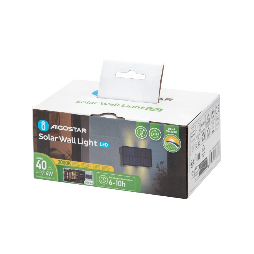 Aigostar - Світлодіодний настінний світильник на сонячній батареї LED/4W/5,5V 2700K IP44