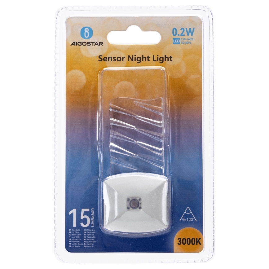 Aigostar - LED Нічник з датчиком освітленості LED/0,2W/230V 3000K