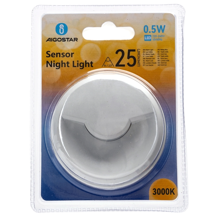 Aigostar - LED Нічник з датчиком освітленості LED/0,5W/230V 3000K