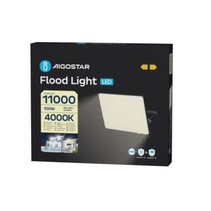 Aigostar - Світлодіодний прожектор LED/100W/230V 4000K IP65 чорний