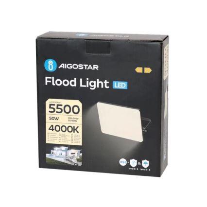 Aigostar - Світлодіодний прожектор LED/50W/230V 4000K IP65 чорний