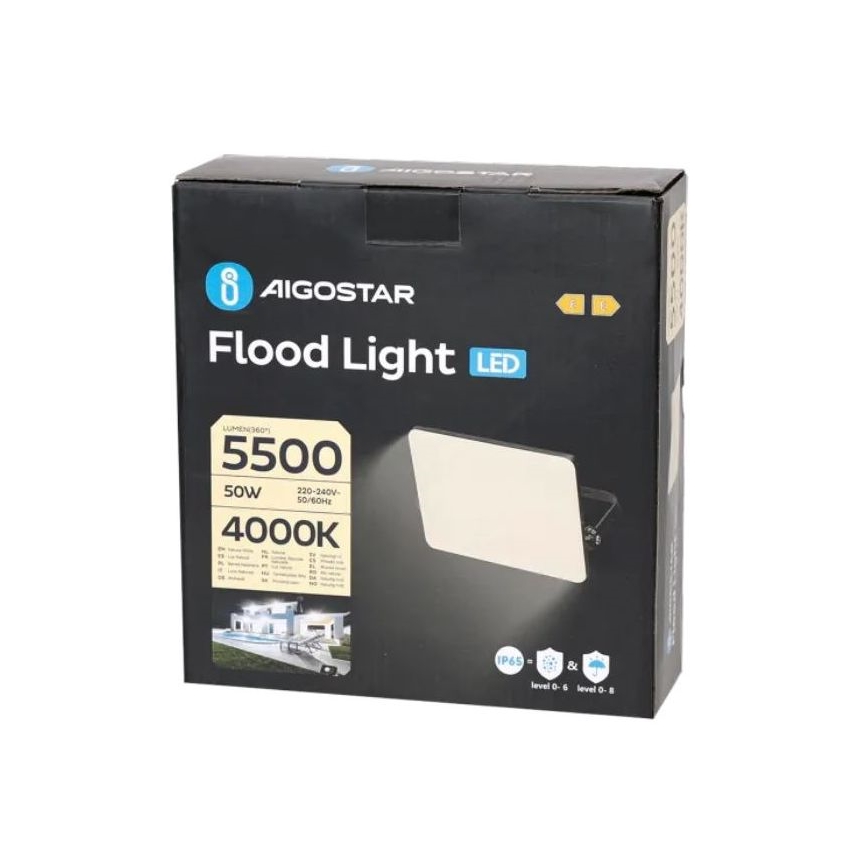 Aigostar - Світлодіодний прожектор LED/50W/230V 4000K IP65 чорний