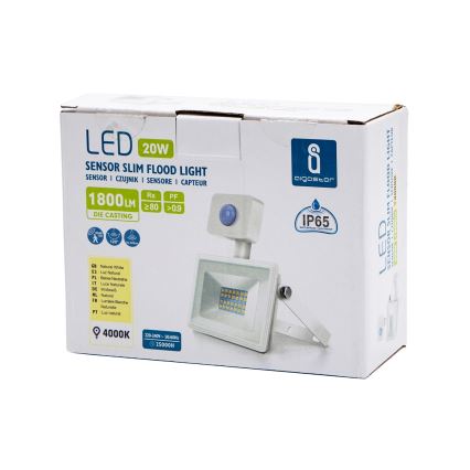 Aigostar - Світлодіодний прожектор з датчиком LED/20W/230V 4000K IP65 білий