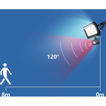 Aigostar - Світлодіодний прожектор з датчиком LED/50W/230V 4000K IP65 чорний