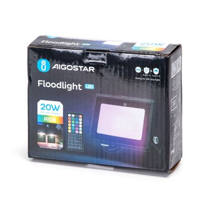 Aigostar - Світлодіодний RGB-прожектор LED/20W/230V IP65 + пульт дистанційного керування