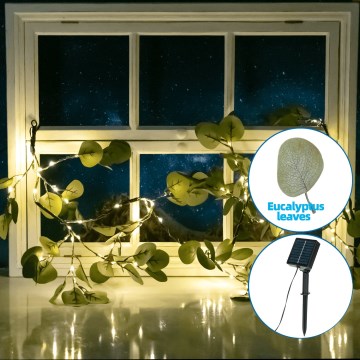 Aigostar - Світлодіодний сонячний гірлянд 110xLED/4м IP65 300 мАг тепле біле евкаліпт