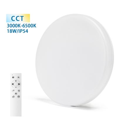 Aigostar - Стельовий LED світильник для ванної з регулюванням яскравості LED/18W/230V 3000-6000K IP54 + пульт дистанційного керування