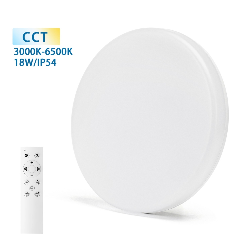 Aigostar - Стельовий LED світильник для ванної з регулюванням яскравості LED/18W/230V 3000-6000K IP54 + пульт дистанційного керування