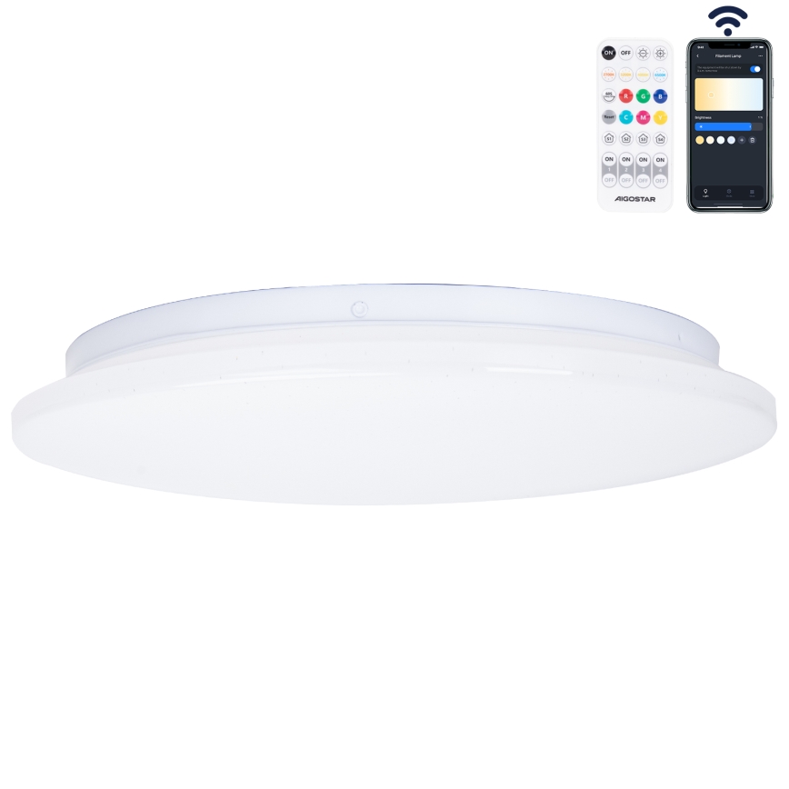 Aigostar - Стельовий LED світильник для ванної з регулюванням яскравості MESH Smart LED/18W/230V 3000-65000K IP44 + пульт дистанційного керування