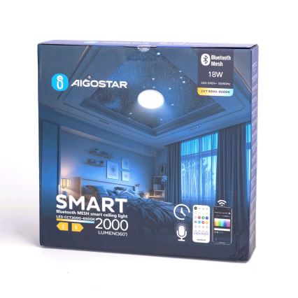 Aigostar - Стельовий LED світильник для ванної з регулюванням яскравості MESH Smart LED/18W/230V 3000-65000K IP44 + пульт дистанційного керування