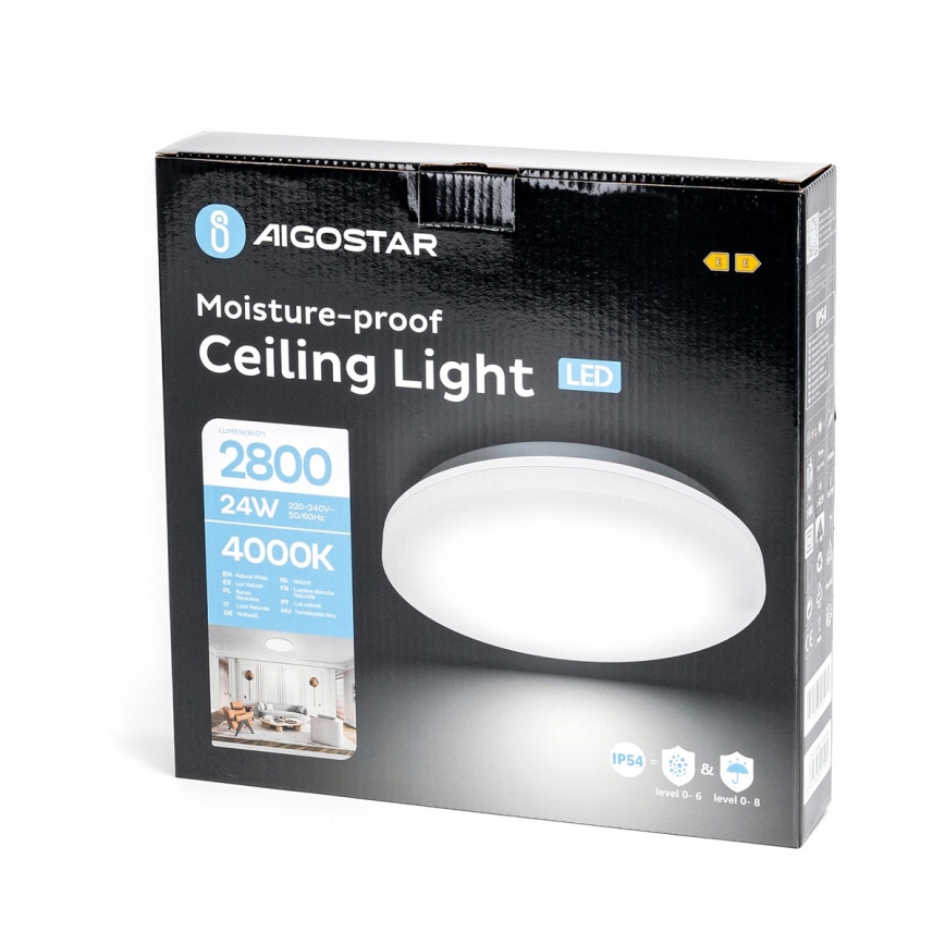 Aigostar - Світлодіодний стельовий світильник для ванної кімнати LED/24W/230V 4000K IP54