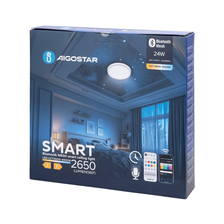 Aigostar - Стельовий LED світильник для ванної з регулюванням яскравості MESH Smart LED/24W/230V 3000-6500K IP44 + пульт дистанційного керування