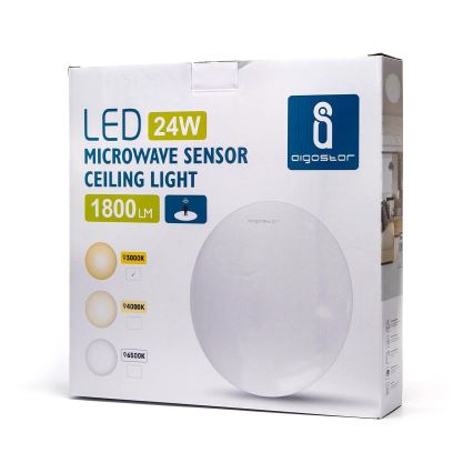Aigostar - Світлодіодний стельовий світильник з датчиком LED/24W/230V 3000K