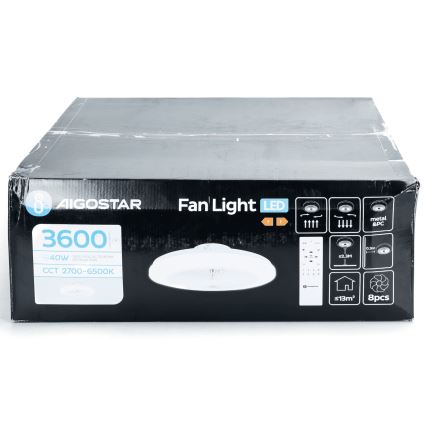 Aigostar - Світлодіодний стельовий вентилятор з регулюванням яскравості LED/40W/230V 2700-6500K діаметр 48 см + пульт дистанційного керування білий