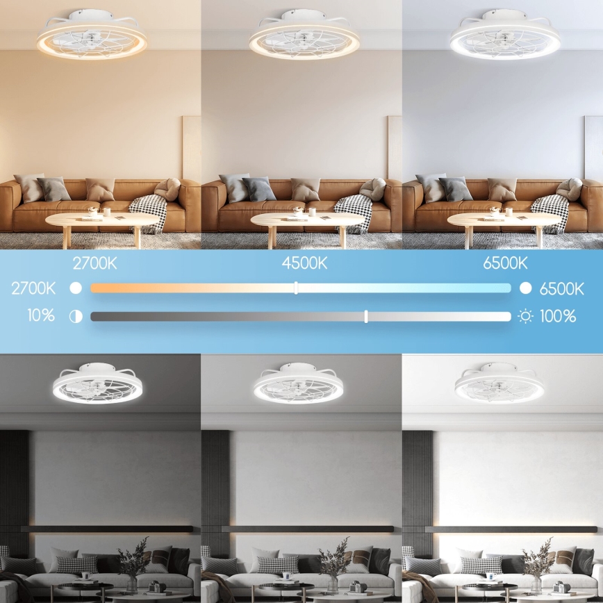 Aigostar - Світлодіодний стельовий вентилятор з регулюванням яскравості LED/40W/230V 2700-6500K діаметр 48 см + пульт дистанційного керування білий